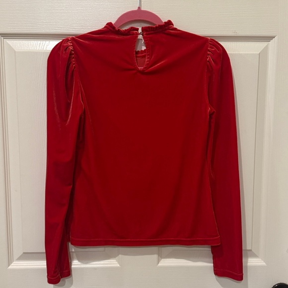 Maison Jules red velvet puff sleeve top, XS - Picture 6 of 6